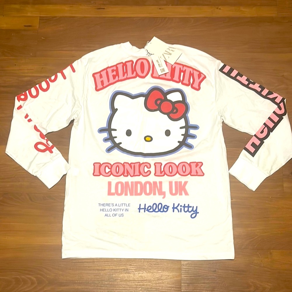 Zara Hello Kitty White and Pink Long Sleeve Tee - Picture 2 of 3